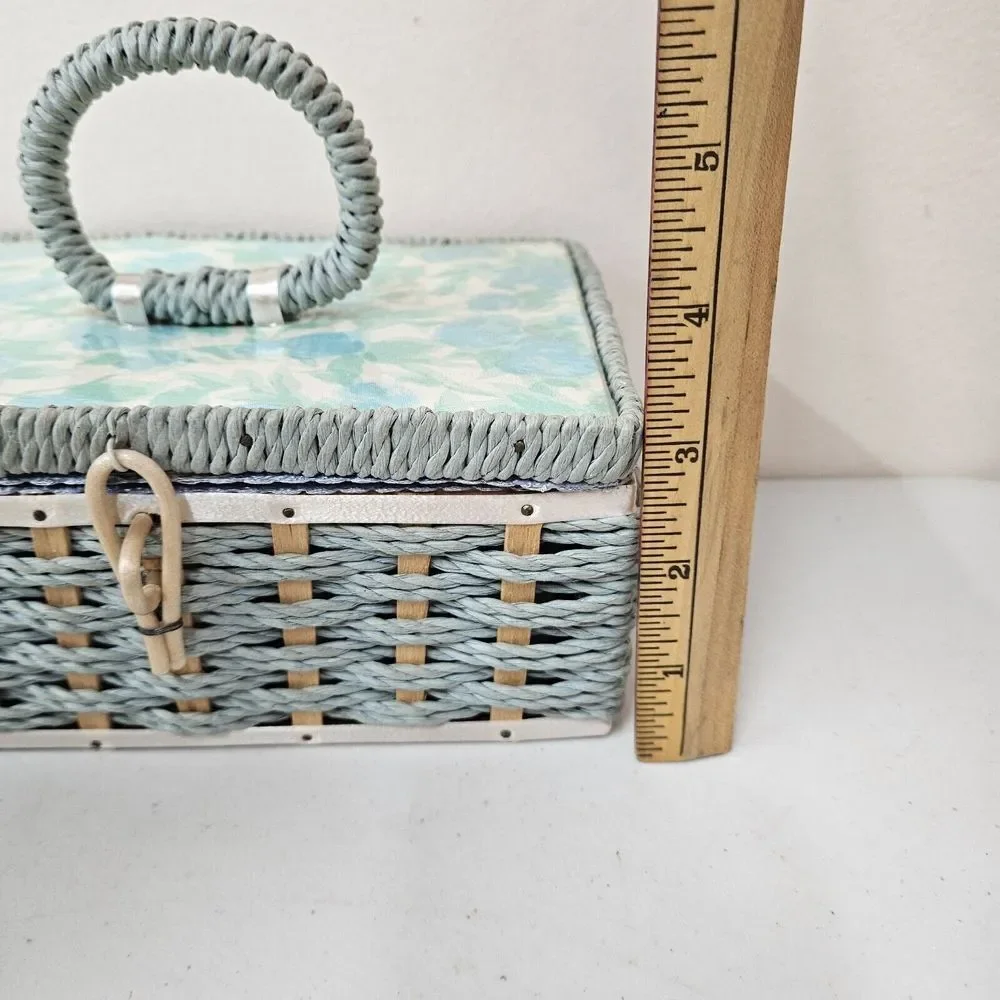 Vintage DRITZ Woven Wicker Sewing Basket - Made In Japan